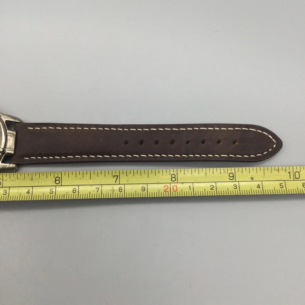Armitron Mens Watch 38mm Black Dial Brown Leather Triple Calendar New Battery